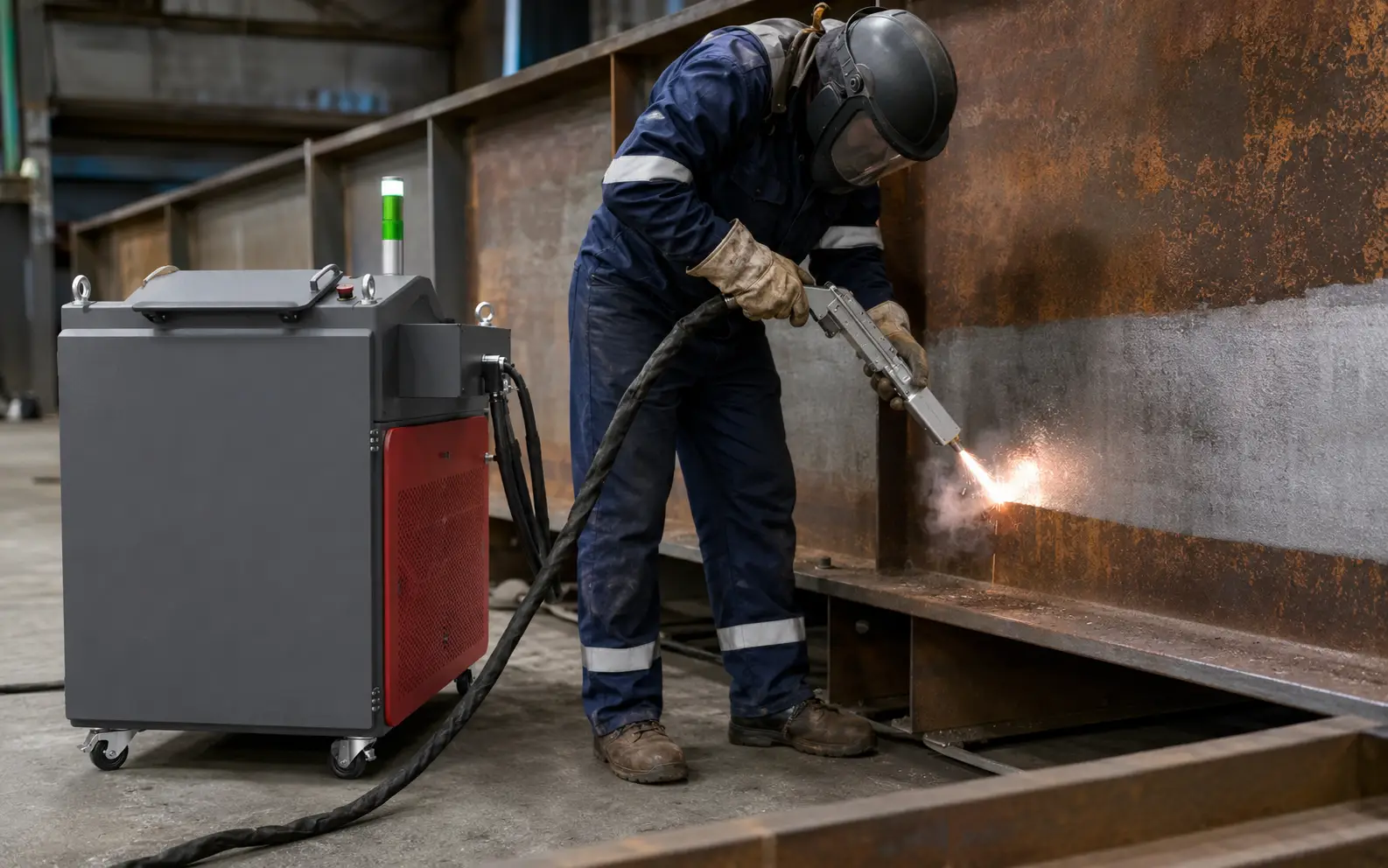 Décapage laser continu d'une structure en acier massif sur grande surface