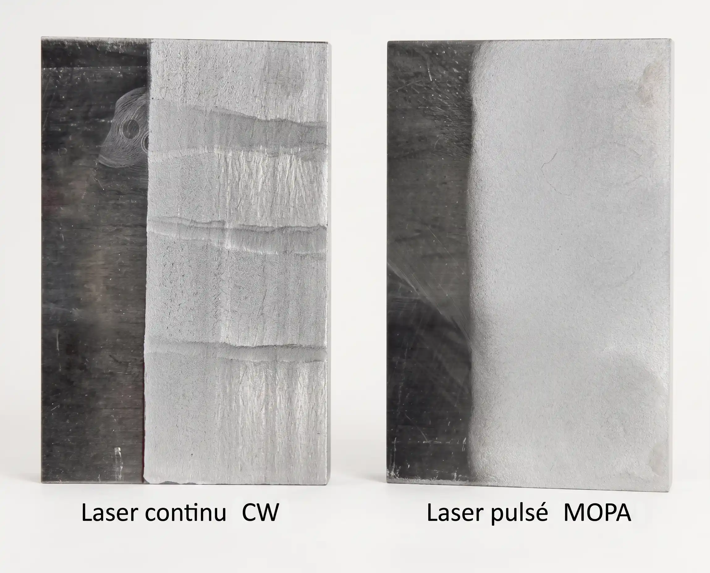 Comparaison de l'effet thermique entre laser pulsé et laser continu sur une surface métallique