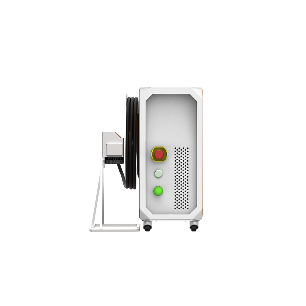 Machine laser pulsé 3-en-1 nettoyage, marquage et découpe — vue de face avec écran de commande