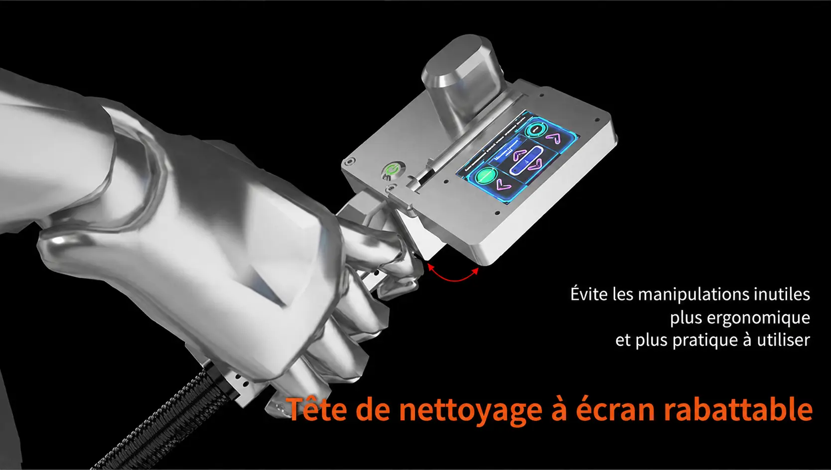 Nettoyeur laser portatif à batterie — tête de nettoyage à écran rabattable, plus ergonomique
