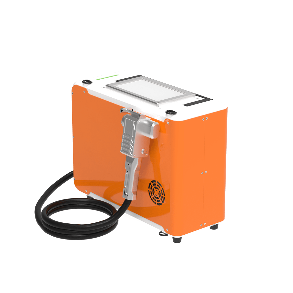 Nettoyeur laser pulsé 100W Alpina Laser vu de dessus avec son écran tactile de commande