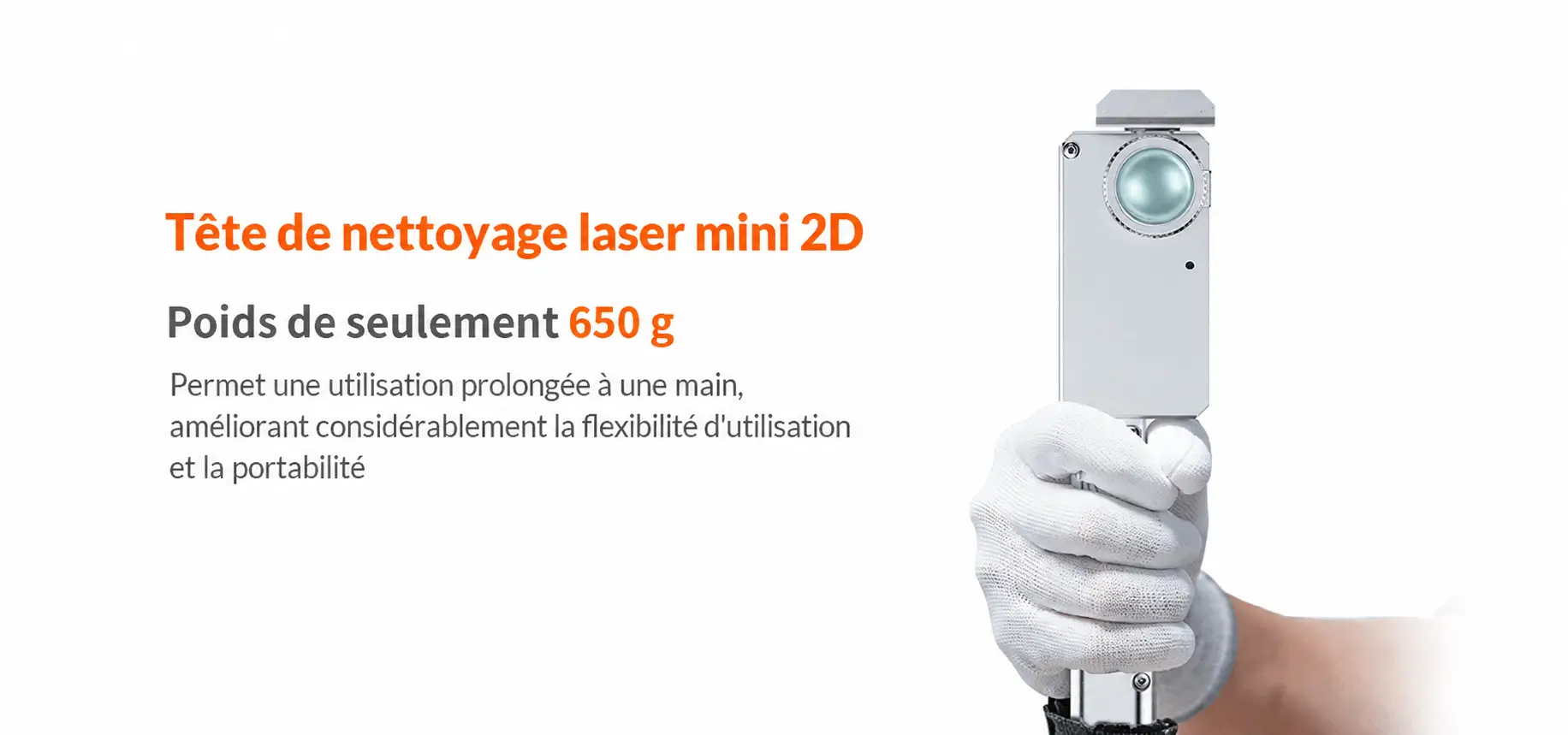 Tête de nettoyage laser mini 2D de 650 g du nettoyeur laser pulsé 300W tenue à une main