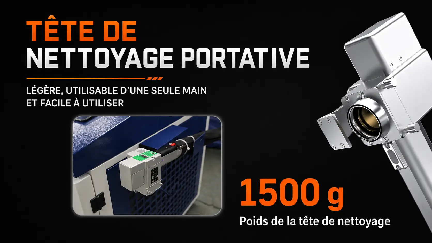 Tête de nettoyage laser continue de 1 500 g