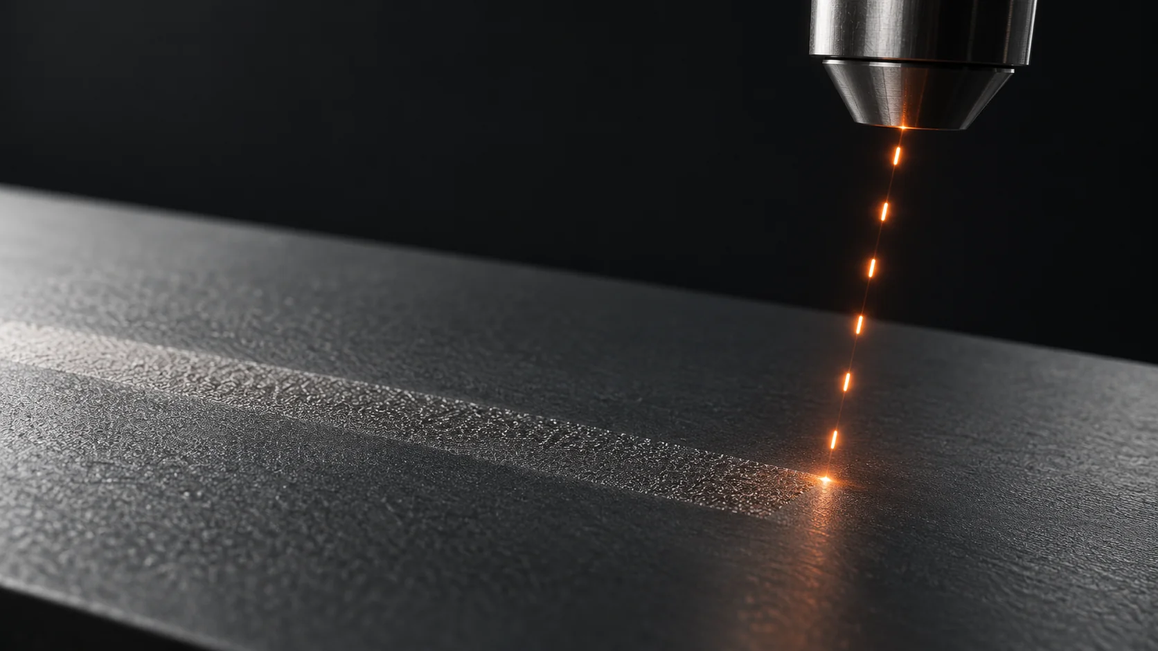 Nettoyage laser puls&eacute; d'une surface m&eacute;tallique illustrant une succession d'impulsions
